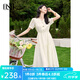歐莎（OSA）法式浪漫泡泡袖連衣裙女2025夏季新款氣質(zhì)收腰顯瘦V領(lǐng)長(cháng)裙高級感 米白色 XL