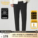 卡賓男裝 加絨時(shí)裝休閑褲2024秋新款修身小腳褲LOGO印花長(cháng)褲I 煤黑色01 3XL /190/56