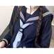 閃動(dòng)少女（SHANDONGSHAONV）三本jk水手服神北JK水手服女jk制服套裝基礎款藏青色日系海軍領(lǐng) 長(cháng)袖單件+藍色領(lǐng)巾紺色扣子 S