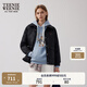 Teenie Weenie小熊棉服女冬裝簡約休閑風(fēng)時(shí)髦翻領(lǐng)輕薄棉服外套短上衣 黑色 S (160)