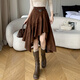 艾方鳥(niǎo)（AIFANGNIAO）美拉德穿搭棕色半身裙秋冬仿鹿皮絨A字裙不規則中長(cháng)裙 焦糖暖棕 L