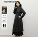 紅袖（hopeshow）100%綿羊毛呢外套2025冬季新款女裝高級系帶富家千金感雙面呢大衣 煙灰056（S碼L碼預售11.16） M