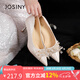 卓詩尼高跟鞋水鉆婚鞋2025新款女鞋舒適春夏法式尖頭新娘鞋 香檳金 36