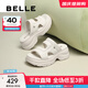 百麗（Belle）增高厚底拖鞋女舒適可外穿休閑拖鞋D6K1DBT5 米白 37 (235mm)