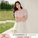 香影超好看短袖針織衫女2025夏裝新款圓領(lǐng)正肩釘珠小香風(fēng)粉色上衣 粉紅 L 165/88A/110-125斤