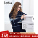 百圖betu女裝2025春季新款毛針織衫拉鏈撞色條紋寬松套頭毛衫2501T08 深蘭 L