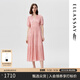 歌力思（ELLASSAY）2025夏季新款捏褶V領(lǐng)多巴胺減齡收腰長款連衣裙女EWB362Y06600 蜜粉色 S