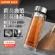 蘇泊爾（SUPOR）玻璃杯男款茶水分離泡茶杯雙層高硼硅玻璃耐高溫水杯辦公杯子禮物 流光銀-400mL