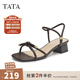 他她（TATA）一字帶高跟涼鞋女時(shí)尚通勤法式粗跟涼鞋2024秋新7ZO06BL4 啡色 37