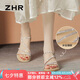 ZHR平底涼鞋女夏時(shí)尚細(xì)帶百搭女鞋沙灘水鉆羅馬鞋女 BL231 香檳 37