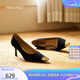NINE WEST/玖熙金屬拼接一腳蹬高跟鞋氣質(zhì)單鞋女 NH434039SK 黑色36