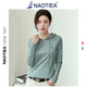 NAOTIEA納奧蒂爾小帆船薄款純棉長(cháng)袖連帽T恤女2026春秋新款休閑顯瘦衛衣 霧霾綠 XL （ 建議110-120斤）