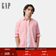 GAP男裝2025春季新款基礎款純棉翻領(lǐng)長(cháng)袖襯衫常規上衣美版488512 粉色 S 美碼 M亞洲碼175/92A