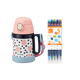 孔雀（Peacock）兒童保溫杯【400ml-粉】+水彩筆【夏】