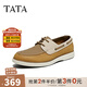 他她（TATA）英倫復(fù)古皮鞋男款商務(wù)休閑鞋2025秋季新款船鞋MGE01BM5 棕/卡其/駝 40