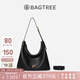 BAGTREE包包樹圖南植鞣皮hobo女包2025年新單肩斜挎包通勤餃子包七夕禮物 黑色-大號(hào) 贈(zèng)斜挎延長(zhǎng)肩帶 高級(jí)小眾