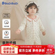 巴帝巴帝秋冬款嬰幼兒女童純棉連體衣爬服睡衣哈衣空調(diào)服 田園碎花粉 90cm