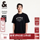 杰克·瓊斯（JACK&JONES）25年衣服男裝純棉短袖t恤男士春夏季寬松潮流字母高端白色半袖 E40黑色 常規(guī) XL
