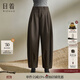 日著(zhù)原創(chuàng  )設計羊毛呢燈籠褲2025秋季新復古回潮小個(gè)子九分直筒休閑褲 蹤影咖 S