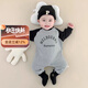 迪士尼寶寶嬰兒連體衣春秋季純棉薄款男女寶寶爬服長(cháng)袖套頭0-18月新生兒衣服 字母灰色長(cháng)袖哈衣 80cm 80碼建議75-9-12月碼