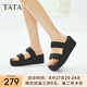 他她（TATA）休閑厚底拖鞋女鞋松糕外穿坡跟涼拖2025夏季新款CT401BT5 黑色 37