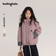 布丁哈魯女童厚款保暖連帽棉服冬季新品中大童格紋袖口棉衣兒童防風(fēng)外套潮