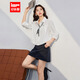 IEF/愛(ài)依服2025秋季新款韓版簡(jiǎn)約休閑通勤氣質(zhì)寬松百搭七分袖上衣 白 S