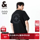 杰克·瓊斯（JACK&JONES）25年男裝春夏季重磅棉寬松復古哥特字母發(fā)泡印情侶短袖T恤男小眾 黑色E40 常規 XL