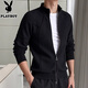花花公子（PLAYBOY）男士針織夾克2025新款秋冬季韓版潮流休閑立領(lǐng)衣服毛衣開(kāi)衫外套 2581黑色 【官方正品】 2XL （建議155-170斤）
