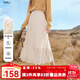 百圖（betu）女裝2025年秋季新款半身裙波嬉風(fēng)鏤空蕾絲高級感裙子女2509T79 杏色 M