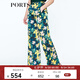 PORTS寶姿 新品 女裝優(yōu)雅高腰直筒印花闊腿褲LN8P104HPP060 墨玉綠印花 XS (2)