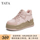 他她（TATA）粉色厚底板鞋女鞋休閑加絨高幫鞋松糕鞋春季新款GJZ01DM4 粉色（絨里） 38
