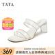 他她（TATA）法式氣質(zhì)高跟拖鞋女透明跟外穿涼拖夏季新款XEK01BT4 透明/銀/米白 35