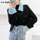 她芙（tafu）品牌女裝小香風(fēng)短外套女2025年春秋新款氣質(zhì)韓版百搭高級感短外套 藍(lán)色 S