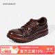 dreambox鈞博老爹鞋vibram防滑耐磨厚底增高男士高檔馬皮休閑皮鞋 咖色 41