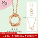 周生生雙環(huán)K金項鏈 18K紅色黃金雙圓環(huán)相扣吊墜配鏈款 91873U定價(jià) 47厘米
