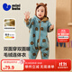 迷你巴拉巴拉嬰兒連體衣棉服外出幼兒衣服保暖雙面絨兩面穿外套2025冬新款 綠咖色調00345 90cm