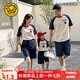 G.DUCKKIDS小黃鴨童裝親子裝一家三口短袖T恤全家服拍照沙灘親子外出服夏裝 藍杏拼 165 S