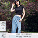 Calvin Klein Jeans春夏女士休閑通勤時(shí)尚ck斜角腰開(kāi)衩毛邊牛仔半身裙J221043 1A4-牛仔藍(lán) 25