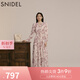 SNIDEL秋冬甜美碎花系帶收腰百褶雪紡連衣裙SWFO245033 粉米色 S （0）