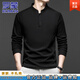 羅蒙（ROMON）高端品牌長(cháng)袖t恤男士春秋休閑寬松中年德絨立領(lǐng)時(shí)尚打底衫上衣男 黑色【專(zhuān)柜正品】 XL 建議130-145斤