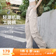 駱駝（CAMEL）機(jī)能工裝降落傘褲中性抽繩束腳闊腿褲 733CAYL6016A 橡木灰 XS