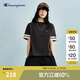 Champion冠軍短袖女2025春季新款拼接撞色美式復(fù)古風(fēng)T恤潮牌寬松 水墨黑 M