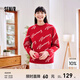 森馬不二馬聯(lián)名毛衣女oversize圖案打底衫春圓領(lǐng)字母衣服個(gè)性小眾 紅白色調00361 165/88A/L