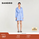 SANDRO春夏女裝法式氣質(zhì)時(shí)尚假兩件藍白條紋襯衫收腰短款連衣裙 D251/藍色 S