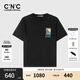 C'N'C【輕奢衣服】CNC男裝25春夏新款短袖T恤男士品牌時(shí)尚休閑T恤 黑色 S