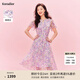 珂萊蒂爾[瑰麗小蠻腰]女裝夏桑蠶絲真絲法式修身連衣裙 淡紫紅 M