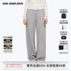 ANN ANDELMAN官方直營(yíng)新款休閑闊腿透氣運(yùn)動(dòng)衛(wèi)褲女高腰抽繩直筒褲 灰色 M