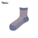 Tabio復古菱形格襪子女春秋高彈透氣中筒襪甜美百搭休閑女襪個(gè)性 灰藍色 1雙 均碼 22.5-24.5cm