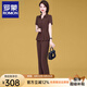 羅蒙（ROMON）套裝女職業(yè)裝夏季2025新款洋氣時(shí)尚減齡超火貴夫人品牌高端兩件套 咖啡色 XL （106-115）斤